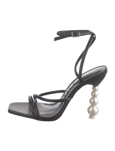 Pre-owned Sophia Webster Satin Crystal Embellishments Sandals In Black