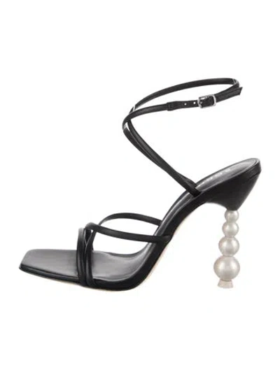 Pre-owned Sophia Webster Satin Crystal Embellishments Slingback Sandals In Black