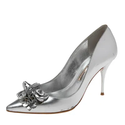 Sophia Webster Silver Leather Flower Lilico Pumps In Multi