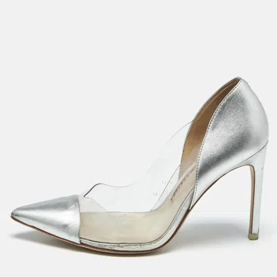 Pre-owned Sophia Webster Silver/pink Leather And Pvc Daria Pointed Toe Pumps Size 38.5