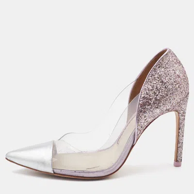 Sophia Webster Silver/pink Leather Pvc And Glitter Daria Pointed Toe Pumps
