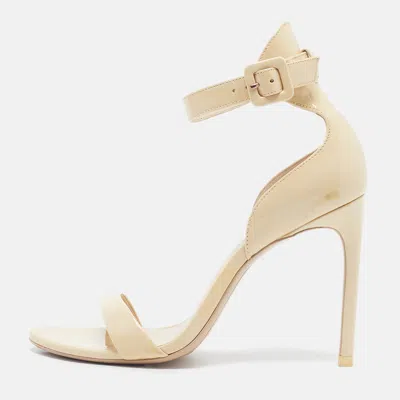 Pre-owned Sophia Webster Size 36 Cream Patent Leather Ankle Strap Sandals In White