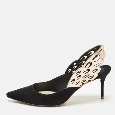 Sophia Webster Size 39.5 Black/metallic Bronze Suede And Leather Angelo Slingback Pumps