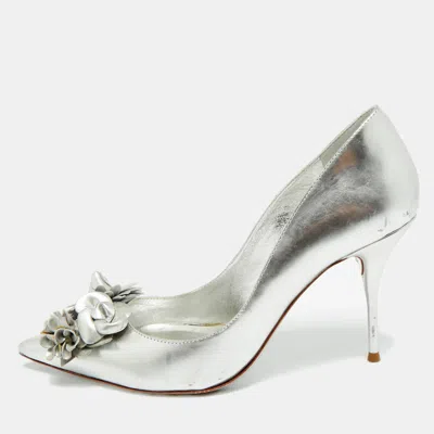 Pre-owned Sophia Webster Size 40 Silver Leather Flower Lilico Pumps