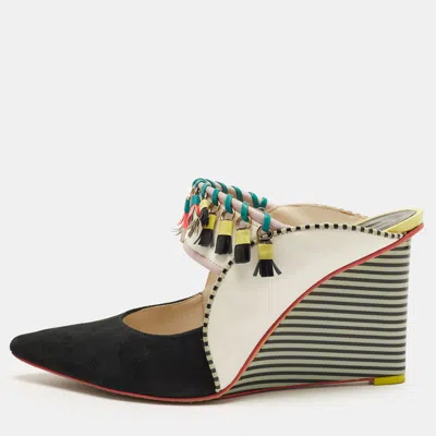 Pre-owned Sophia Webster Size 41 Multicolor Leather And Suede Wedge Sandals