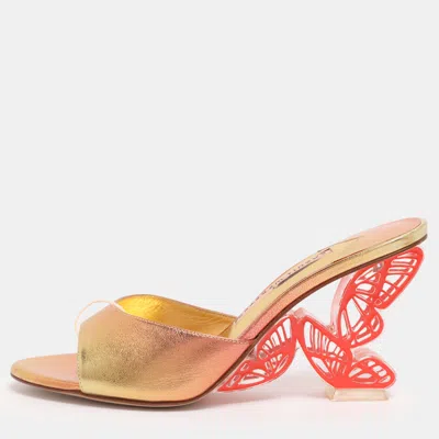 Pre-owned Sophia Webster Sophie Webster Sunset Leather Paloma Butterfly Mules 38 In Silver