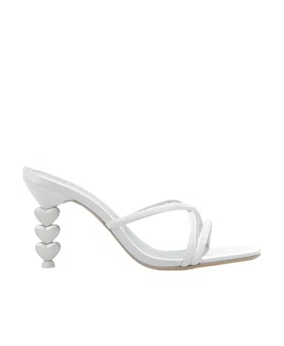 Sophia Webster Aphrodite Embellished Slip-on Satin Mules In White