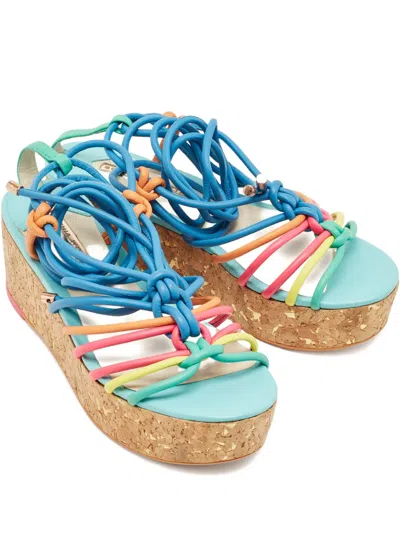 Pre-owned Sophia Webster Strappy Wedge Sandals In Blue