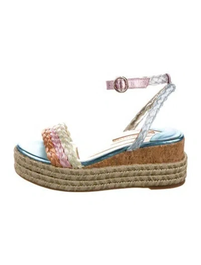 Pre-owned Sophia Webster Straw Colorblock Pattern Espadrilles In Pink