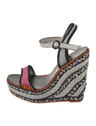 Pre-owned Sophia Webster Straw Striped Espadrilles In Pink