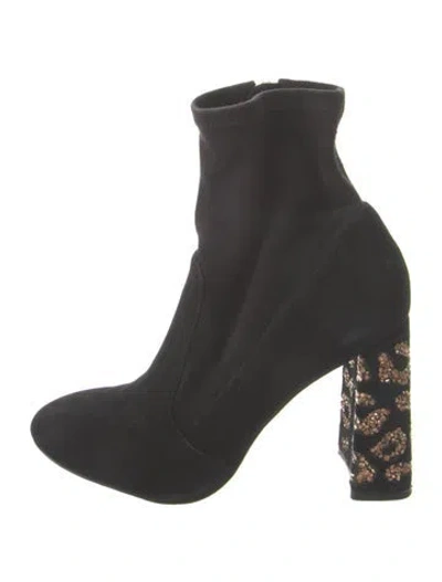 Pre-owned Sophia Webster Suede Animal Print Boots In Black