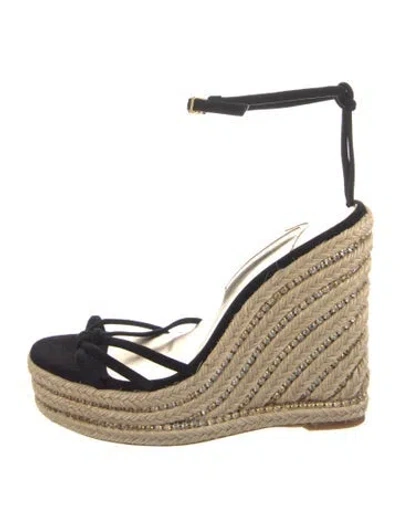 Pre-owned Sophia Webster Suede Colorblock Pattern Espadrilles In Black