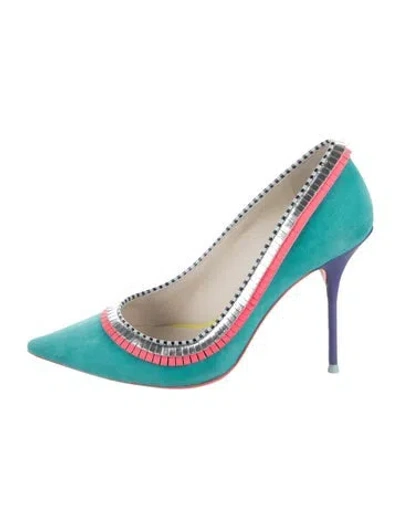 Pre-owned Sophia Webster Suede Colorblock Pattern Pumps In Green
