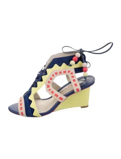 Pre-owned Sophia Webster Suede Colorblock Pattern Sandals In Blue