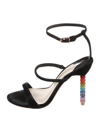 Pre-owned Sophia Webster Suede Colorblock Pattern Slingback Sandals In Black