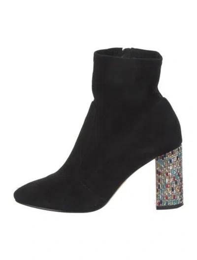 Pre-owned Sophia Webster Suede Colorblock Pattern Sock Boots In Black