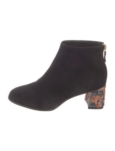 Pre-owned Sophia Webster Suede Crystal Embellishments Boots In Black