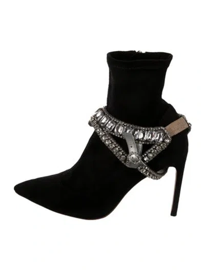 Pre-owned Sophia Webster Suede Crystal Embellishments Boots In Black