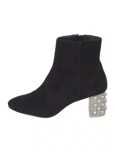 Pre-owned Sophia Webster Suede Crystal Embellishments Boots In Black