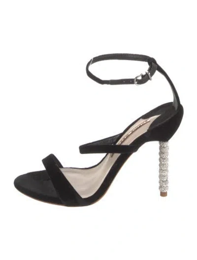 Pre-owned Sophia Webster Suede Crystal Embellishments Sandals In Black