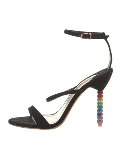 Pre-owned Sophia Webster Suede Crystal Embellishments Sandals In Black