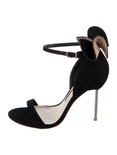 Pre-owned Sophia Webster Suede Crystal Embellishments Sandals In Black