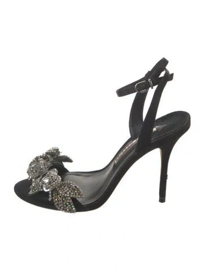 Pre-owned Sophia Webster Suede Crystal Embellishments Sandals In Metallic/silver