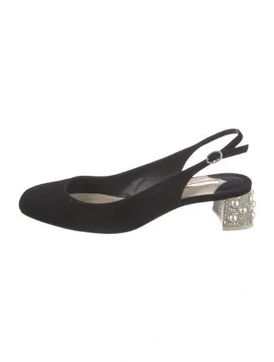 Pre-owned Sophia Webster Suede Crystal Embellishments Slingback Pumps In Black
