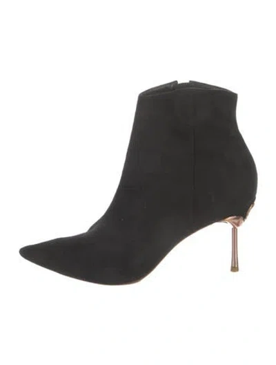 Pre-owned Sophia Webster Suede Crystal Embellishments Sock Boots In Black