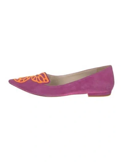 Pre-owned Sophia Webster Suede Embroidered Accent Ballet Flats In Purple