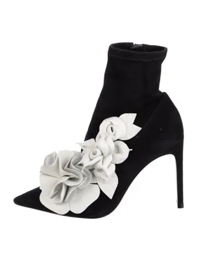 Pre-owned Sophia Webster Suede Floral Print Boots In Black