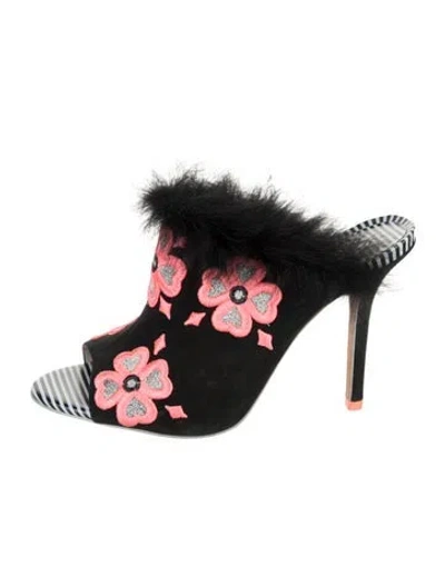 Pre-owned Sophia Webster Suede Floral Print Sandals In Black