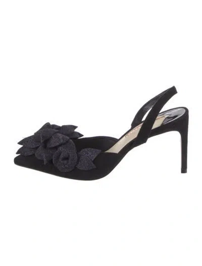 Pre-owned Sophia Webster Suede Floral Print Slingback Pumps In Blue