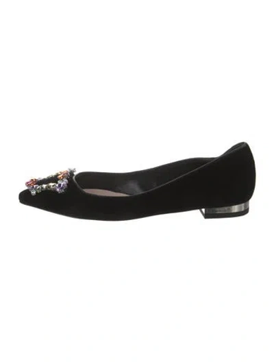 Pre-owned Sophia Webster Suede Glitter Accents Flats In Black