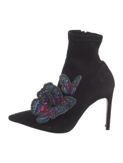 Pre-owned Sophia Webster Suede Graphic Print Boots In Black