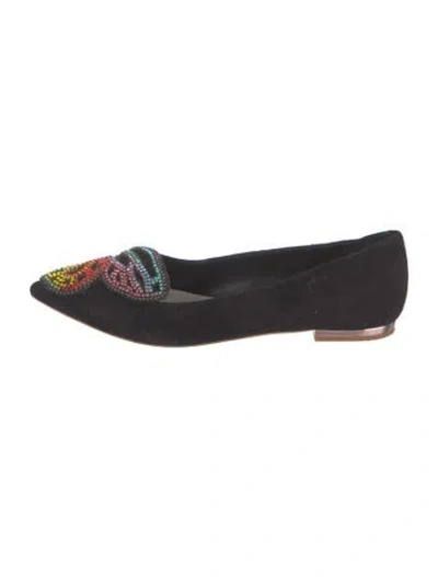 Pre-owned Sophia Webster Suede Graphic Print Flats In Black