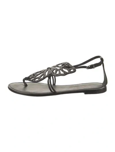 Pre-owned Sophia Webster Suede Graphic Print Sandals In Black