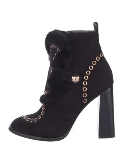 Pre-owned Sophia Webster Suede Lace-up Boots In Black
