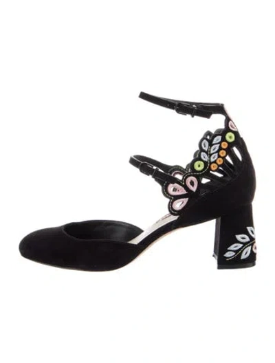 Pre-owned Sophia Webster Suede Lasercut Accents D'orsay Pumps In Blue