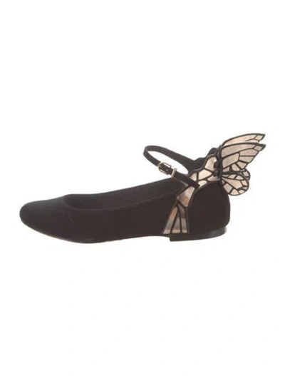 Pre-owned Sophia Webster Suede Leather Trim Embellishment Flats In Brown