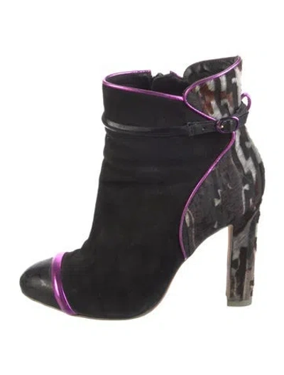 Pre-owned Sophia Webster Suede Printed Boots In Black