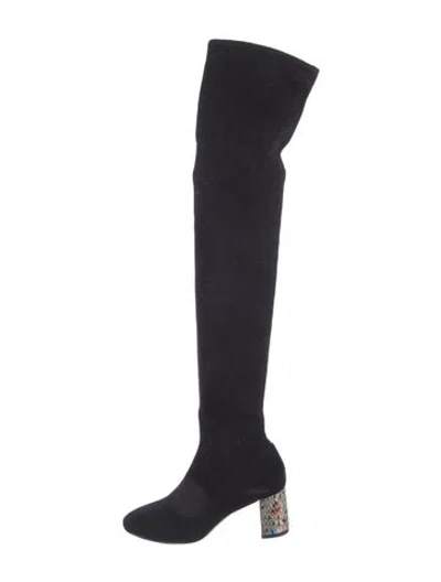 Pre-owned Sophia Webster Suede Sequin Embellishments Boots In Black