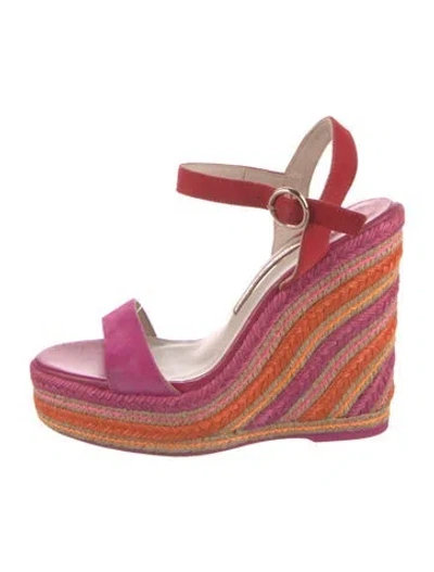 Pre-owned Sophia Webster Suede Striped Espadrilles In Pink