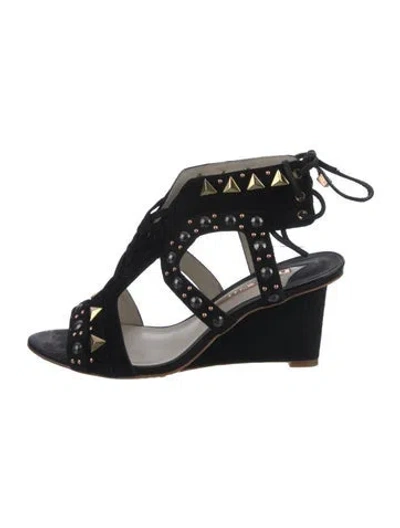 Pre-owned Sophia Webster Suede Studded Accents Sandals In Black