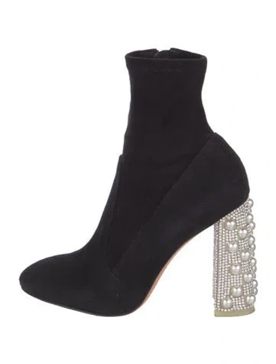 Pre-owned Sophia Webster Suede Studded Accents Sock Boots In Black