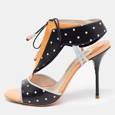 Sophia Webster Tricolor Polka Dot Leather And Patent Leilou Sandals In Black