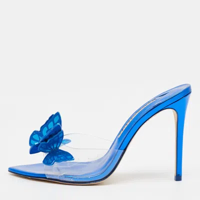 Pre-owned Sophia Webster Vanessa Size 40 Blue/ttansperent Patent Leather And Pvc Slide Sandals
