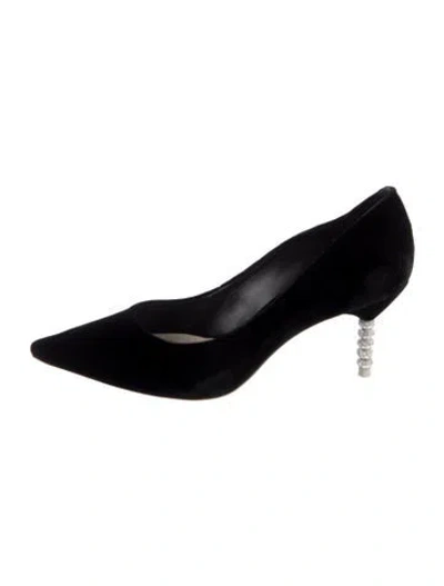 Pre-owned Sophia Webster Velvet Crystal Embellishments Pumps In Gray