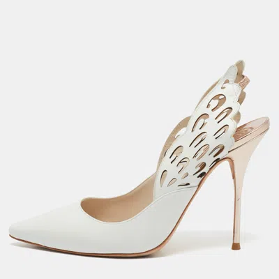 Pre-owned Sophia Webster White Leather Angelo Pointed Toe Slingback Pumps Size 40