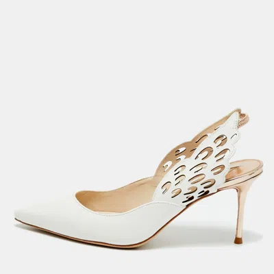 Pre-owned Sophia Webster White Leather Angelo Slingback Pumps Size 35.5
